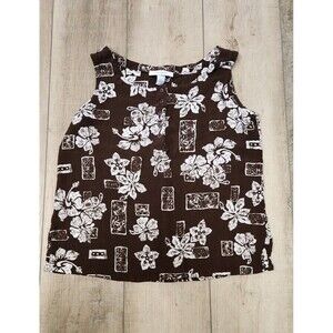 Dress Barn Vintage Floral Women’s Cropped  Summer Top Size L. Hawaiian Print